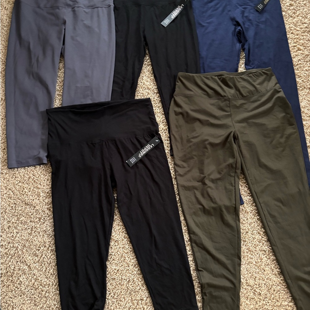 Leggings Depot Women Leggings Lot- 5 pairs EUC Black, Gray, Navy, Olive